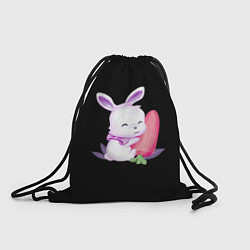Рюкзак-мешок Крольчонок с большой морковкой на чёрном фоне, цвет: 3D-принт