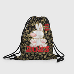 Рюкзак-мешок Happy New Year, кролик сидит на цифрах 2023, цвет: 3D-принт