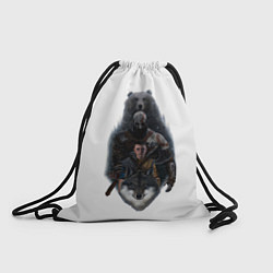 Рюкзак-мешок Кратос медведь и Атрей волк GoW Ragnarok, цвет: 3D-принт