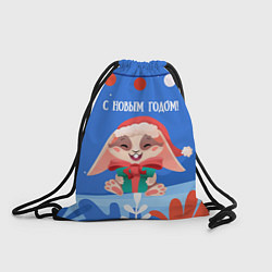 Рюкзак-мешок С новым годом - зайчик с подарком, цвет: 3D-принт