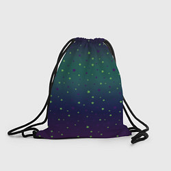 Рюкзак-мешок Неоновые зеленые и сиреневые звезды на темно зелен, цвет: 3D-принт