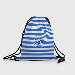Рюкзак-мешок Лодка на голубой тельняшке, цвет: 3D-принт