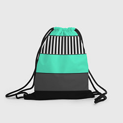 Рюкзак-мешок Полосатый зеленый с черным и белым узор, цвет: 3D-принт