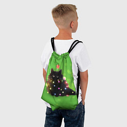 Рюкзак-мешок Котик в гирлянде, цвет: 3D-принт — фото 2