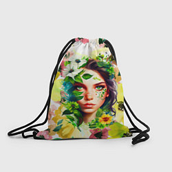 Рюкзак-мешок Девушка Весна - акварель, цвет: 3D-принт