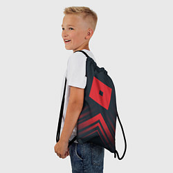 Рюкзак-мешок Красный символ Roblox на темном фоне со стрелками, цвет: 3D-принт — фото 2