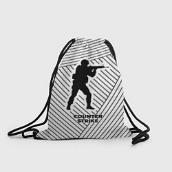 Рюкзак-мешок Символ Counter Strike на светлом фоне с полосами, цвет: 3D-принт