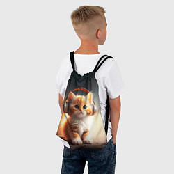 Рюкзак-мешок Милый рыжий котёнок в наушниках, цвет: 3D-принт — фото 2