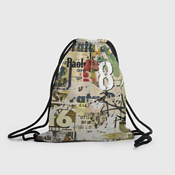 Рюкзак-мешок Восьмёрка на фоне рваных афиш, цвет: 3D-принт