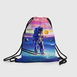 Рюкзак-мешок Космонавт среди планет в виртуальной вселенной, цвет: 3D-принт