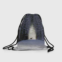 Рюкзак-мешок Олень в зимнем лесу, цвет: 3D-принт