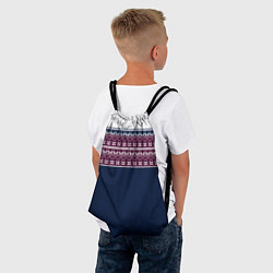Рюкзак-мешок Скандинавский орнамент на синем, бордовом фоне, цвет: 3D-принт — фото 2