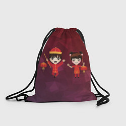 Рюкзак-мешок Аниме мальчик и девочка празднуют китайский новый, цвет: 3D-принт