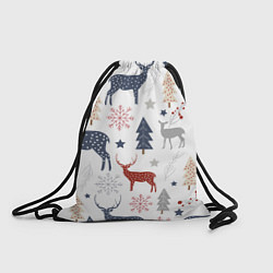 Рюкзак-мешок Олени в новогоднем лесу, цвет: 3D-принт