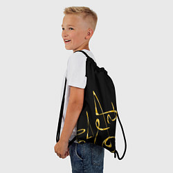 Рюкзак-мешок Золотая каллиграфия на черном фоне, цвет: 3D-принт — фото 2