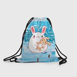 Рюкзак-мешок Зайка с игрушкой, цвет: 3D-принт