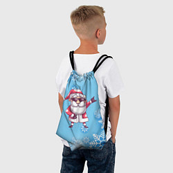 Рюкзак-мешок Крутой Дед Мороз - снежинки, цвет: 3D-принт — фото 2