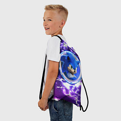Рюкзак-мешок Соник в круге на фоне молний, цвет: 3D-принт — фото 2