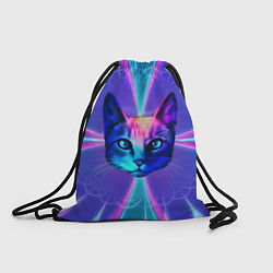 Рюкзак-мешок Яркий неоновый портрет кота, цвет: 3D-принт
