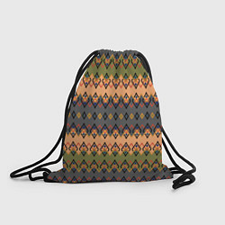 Рюкзак-мешок Желто-оливковый полосатый орнамент, цвет: 3D-принт