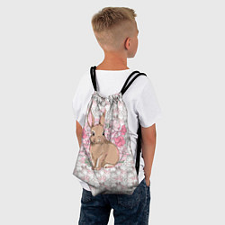 Рюкзак-мешок Зайка в цветочках, цвет: 3D-принт — фото 2