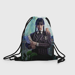 Рюкзак-мешок Уэнсдэй с книгой и вещь, цвет: 3D-принт