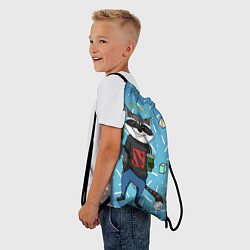 Рюкзак-мешок Енот с нимбом - фанат Доты, цвет: 3D-принт — фото 2