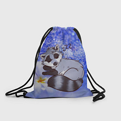 Рюкзак-мешок Енот спит на снегу, цвет: 3D-принт