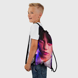 Рюкзак-мешок Уэнсдэй неон, цвет: 3D-принт — фото 2