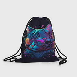 Рюкзак-мешок Кот неоновый, цвет: 3D-принт