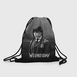 Рюкзак-мешок Wednesday черно-белый стиль, цвет: 3D-принт
