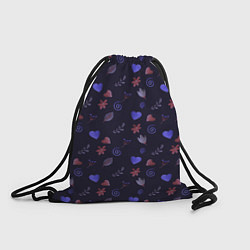 Рюкзак-мешок Паттерн с сердечками и цветами, цвет: 3D-принт