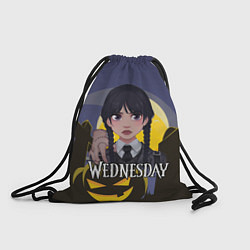 Рюкзак-мешок Уэнсдэй на фоне луны, цвет: 3D-принт