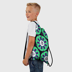 Рюкзак-мешок Паттерн голубо-зеленые зубастые цветы, цвет: 3D-принт — фото 2