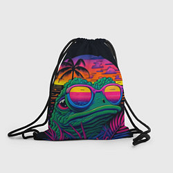 Рюкзак-мешок Лягушонок Пепе на неоновом отдыхе, цвет: 3D-принт