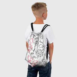 Рюкзак-мешок Летающие сердца купидоны розы на белом фоне, цвет: 3D-принт — фото 2