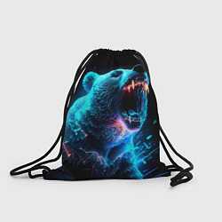 Рюкзак-мешок Неоновый медведь с горящими клыками, цвет: 3D-принт