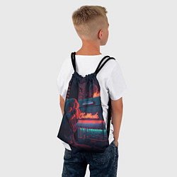 Рюкзак-мешок Ночные улицы в неоновом свете, цвет: 3D-принт — фото 2