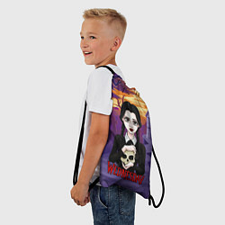 Рюкзак-мешок Уэнсдэй с черепом в руках, цвет: 3D-принт — фото 2
