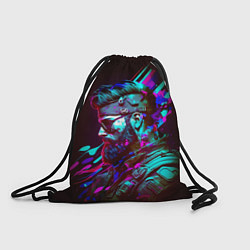 Рюкзак-мешок Мужчина с бородой в стиле киберпанк, цвет: 3D-принт
