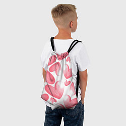 Рюкзак-мешок Розовые акварельные сердца - паттерн, цвет: 3D-принт — фото 2