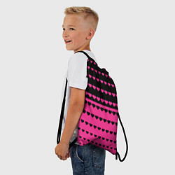 Рюкзак-мешок Черные и розовые сердца узор, цвет: 3D-принт — фото 2
