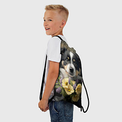 Рюкзак-мешок Щенок с цветами, цвет: 3D-принт — фото 2