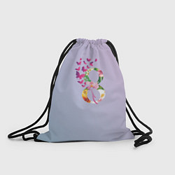 Рюкзак-мешок Восьмое марта в бабочках, цвет: 3D-принт