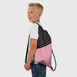 Рюкзак-мешок Узор в черную и розовую полоску, цвет: 3D-принт — фото 2