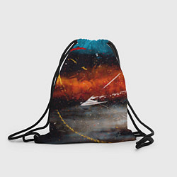 Рюкзак-мешок Серый, оранжевый и синий туманы и краски, цвет: 3D-принт