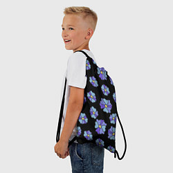 Рюкзак-мешок Дудл цветы на черном - паттерн, цвет: 3D-принт — фото 2