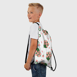 Рюкзак-мешок Узор из букетов розовых тюльпанов, цвет: 3D-принт — фото 2