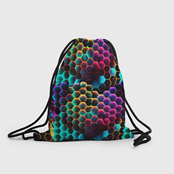 Рюкзак-мешок Неон и соты, цвет: 3D-принт