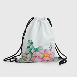Рюкзак-мешок Цветы нарисованные акварелью - снизу, цвет: 3D-принт